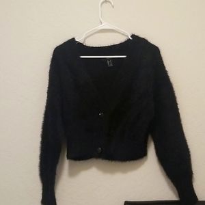 2 sweaters for $15 NWOT black fuzzy short cardigan